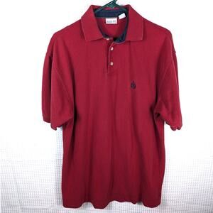 Vintage Bugle Boy Company Polo Shirt L Red Denim Collar Crest Logo 90s Turkey